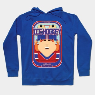 Ice Hockey Red and Blue - Faceov Puckslapper - Jacqui version Hoodie